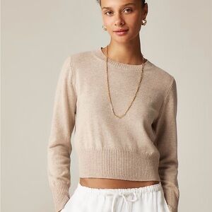J. Crew Shrunken Cashmere Sweater in Heather Stone